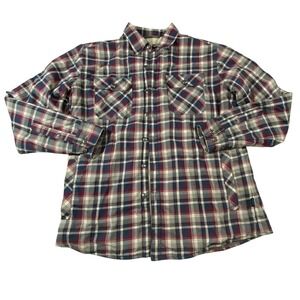 Kuhl Joyrydr Plaid Fleece Lined Shirt Jacket Mens Medium Blue Red Grey Snap